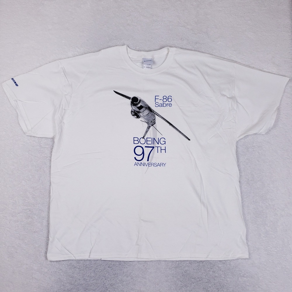 Boeing F-86 Sabre 97th Anniversary T Shirt Mens 3XL White Aviator Graphic Tee